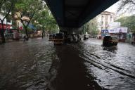 THANE, INDIA - MAY 13: Water logging after unseasonal rains at Vandana cinema on May 13, 2024 in Thane, India. Heavy winds, lightning, and rain lashed Mumbai and nearby regions of Thane and Palghar. The most affected areas include Thane, Palghar, and the eastern suburbs of Mumbai, such as Mulund, Titwala, and Kalyan. (Photo by Praful Gangurde/Hindustan Times