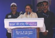 LUCKNOW, INDIA - MAY 13: BSP Supremo Mayawati address Lok Sabha election campaign rally to support her party candidates on May 13, 2024 in Lucknow, India. (Photo by Deepak Gupta Hindustan Times