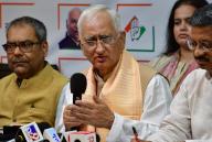 MUMBAI, INDIA - MAY 14: Former Minister of External Affairs of India and Congress Leader Salman Khurshid addressing the media at the MRCC office on May 14, 2024 in Mumbai, India. (Photo by Bhushan Koyande/Hindustan Times