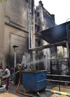 GHAZIABAD, INDIA - MAY 18: A major fire erupted in Arihant Harmony high-rise in Indirapuram on Saturday afternoon and gutted two diesel generator sets besides causing major damage to four nearby flats of the highrise, on May 18, 2024 in Ghaziabad, India. (Photo by Sakib Ali/Hindustan Times 