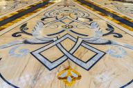 Floor pattern in the main hall, Qasr Al Watan, Presidential Palace, interior view, Abu Dhabi, United Arab Emirates