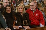 Detroit, Michigan USA, 15 January 2024, At the Martin Luther King Day rally for jobs, peace and justice were (from left) Congresswoman Rashida Tlaib, Congresswoman, Debbie Dingell, and United Auto Workers President Shawn