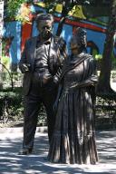 Statues of Frida Kahlo and Diego Rivera in Frida Kahlo Park, Coyoacan, Mexico