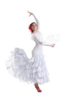Woman flamenco dancer in white oriental