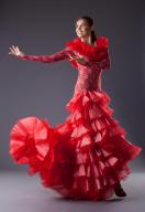 One woman gipsy flamenco dancer in