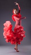 One woman dance flamenco in red