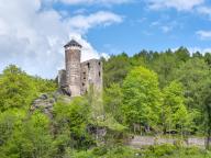 Ruins of Hallenburg Castle, Steinbach-Hallenberg, Thuringian Forest, Thuringia, Germany