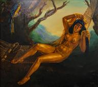 Kristian Krekovic, Naked Peruvian Indian in a hammock, oil on canvas, krekovic museum, Palma, Majorca, Balearic Islands, Spain
