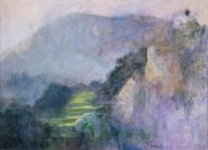 Eugene Holbrook, fog in Valldemossa, 1975, oil on canvas, krekovic museum, Palma, Majorca, Balearic Islands, Spain