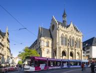 The town hall dates back to 1875 and was built in the neo-Gothic style. The architects of the town hall were Theodor Sommer and August Thiede. am Fischmarkt, Erfurt, Thuringia, Germany