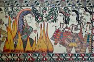 Mural painting, madhubani, mithila, traditional art, hindu mythology, sati, Bihar, India, Nepal