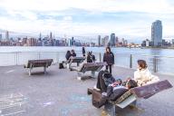 North 5th St. Pier and Park, Williamsburg, Brooklyn, New York, with a view of Manhattan, New York City, USA, North