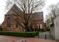 Protestant Reformed St Georges Church, east façade, in the small town of Weener, district of Leer, Rheiderland, East Frisia, Lower Saxony, Germany