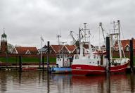 Fishing boat in the harbour in the fishing village of Ditzum, municipality of Jemgum, district of Leer, Rheiderland, East Frisia, Lower Saxony, Germany