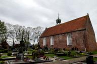 Protestant Reformed Church in the fishing village of Ditzum, municipality of Jemgum, district of Leer, Rheiderland, East Frisia, Lower Saxony, Germany