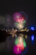 Fireworks for the carnival in Dresden, Dresden, Saxony, Germany