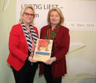 Jutta Fleck (Jutta Gallus-Die Frau vom Checkpoint Charlie) with author Ines Veith on 15\/03\/2014 at the Leipzig Book Fair 2014, Jutta Fleck (Jutta Gallus-The Woman from Checkpoint Charlie) with author Ines Veith on 03\/15\/2014 at the Leipzig Book Fair