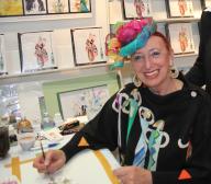 Silk painting artist Ute Patel-Missfeldt at the Leipzig Book Fair
