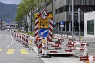 Road traffic construction site, Zurich, Switzerland