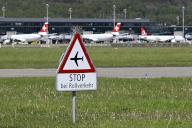 Attention sign Stop for taxiing traffic, Zurich Kloten, Switzerland