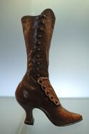 Leather boots from around 1900 Fashion Department at the Victoria & Albert Museum, 1-5 Exhibition Rd, London, England, Great