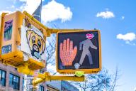 Love pedestrian traffic light, Williamsburg, Brooklyn, New York