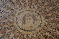 Detailed mosaic of a sun face with a halo, head of Medusa, interior view, Grand Masters Palace, Knights Town, Rhodes Town, Rhodes, Dodecanese, Greek Islands, Greece