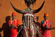 Bison Horn Maria tribespeople dressed to perform a dance, Chhattisgarh state, India