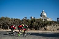 Training session for cyclists, orthodox church in Tigray state, Ethiopia