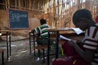 Teaching mathematics, school in a remote village inhabited by Afar tribespeople