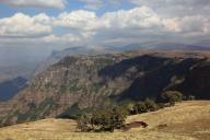 In the highlands of Abyssinia, in the Semien Mountains, landscape in Semien Mountains National Park, Ethiopia