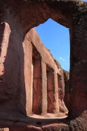 Lalibela, near the eastern group of rock-hewn churches, parts of the Bete Marqureos, Merkurios Church, Ethiopia
