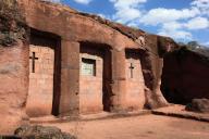 Lalibela, near the eastern group of rock-hewn churches, parts of the Bete Marqureos, Merkurios Church, Ethiopia