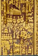 Close-up of ornate wall, Wat Xieng Thong, Luang Prabang, Laos