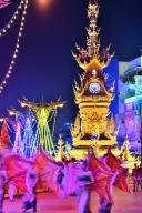 Golden Clock Tower in Chiang Rai, Thailand after