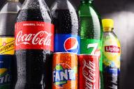 POZNAN, POLAND, AUG 18, 2017: Global soft drink market is dominated by brands of few multinational companies founded in North America. Among them are Pepsico, Coca Cola and Dr. Pepper Snapple