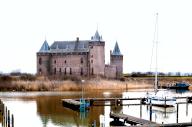 View on castle in small Dutch towm