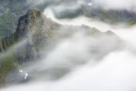 Foggy atmosphere in the mountains, Flakstadöya, Lofoten, Norway, July 2015