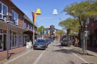 Main street, a shopping street, in the town centre of Niebüll, Nordfriesland district, Schleswig-Holstein, Germany