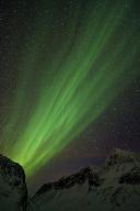 Northern Lights (Aurora borealis), Stuor Reiaddavaggi, Kebnekaisefjaell, Norrbotten, Lapland, Sweden, March 2014