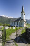 Church and cemetery, Lustrafjorden, Luster, Sogn og Fjordane Fylke, Norway, May 2012