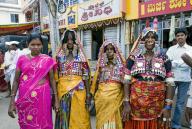 Lambadi women at Bijapur market, Karnataka, South India, India