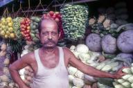 Fruits and Vegetables seller in Kollam Quillon, Kerala, South India, India