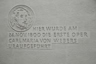 Monument with inscription to the first performance of Carl Maria von Weber