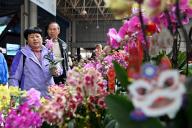 **CHINESE MAINLAND, HONG KONG, MACAU AND TAIWAN OUT** People shop flowers for Spring Festival at a flower market in Kunming City, southwest China