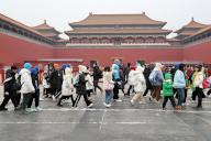 Tourists visit the Palace Museum in Beijing, China, 30 January, 2024
