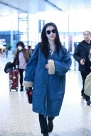 Chinese actress Zhang Xueying appears at the airport in Shanghai, China, 30 January, 2024