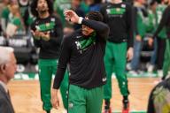 BOSTON, MA - MAY 29: Jayson Tatum #0 of the Boston Celtics warms-up before game 7 of the NBA Eastern Conference Finals on May 29, 2023, at TD Garden in Boston, MA. (Photo by Stephen Nadler\/PxImages\/Icon Sportswire