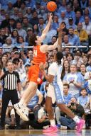 RALEIGH, NC - NOVEMBER 04: Clemson Tigers center PJ Hall (24) shoots over North Carolina Tar Heels forward Armando Bacot (5) drawing the foul during the college football game between the North Carolina State Wolfpack and the Miami Hurricanes on November 4, 2023 at Carter-Finley Stadium in Raleigh, NC. (Photo by Nicholas Faulkner/Icon Sportswire