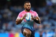 SYDNEY, AUSTRALIA - MARCH 29: Filipo Daugunu of Melbourne Rebels warms up during the Super Rugby Pacific match between NSW Waratahs and Melbourne Rebels at the Allianz Stadium on March 29, 2024 in Sydney, Australia. (Photo by Pete Dovgan\/Speed Media\/Icon Sportswire